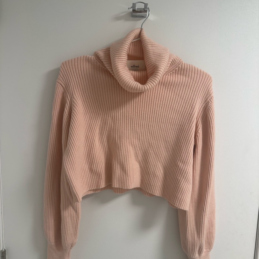 Aritzia Pink Cowl Turtleneck Sweater